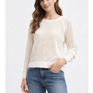 Rag & Bone Shelby Raglan Pullover Sweater Women's Large Vanilla Perforated Mesh